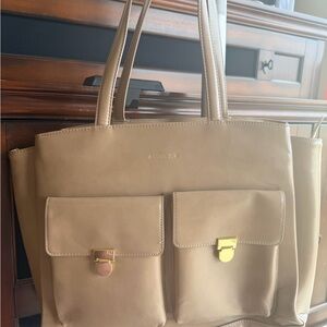 Rachel Zoe Tan Leather Tote with Gold Accents